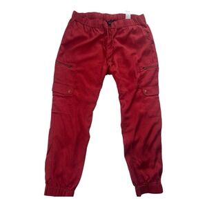 Banana Republic Women's Large Red Cargo Joggers  Pants Lyocell Blend EUC